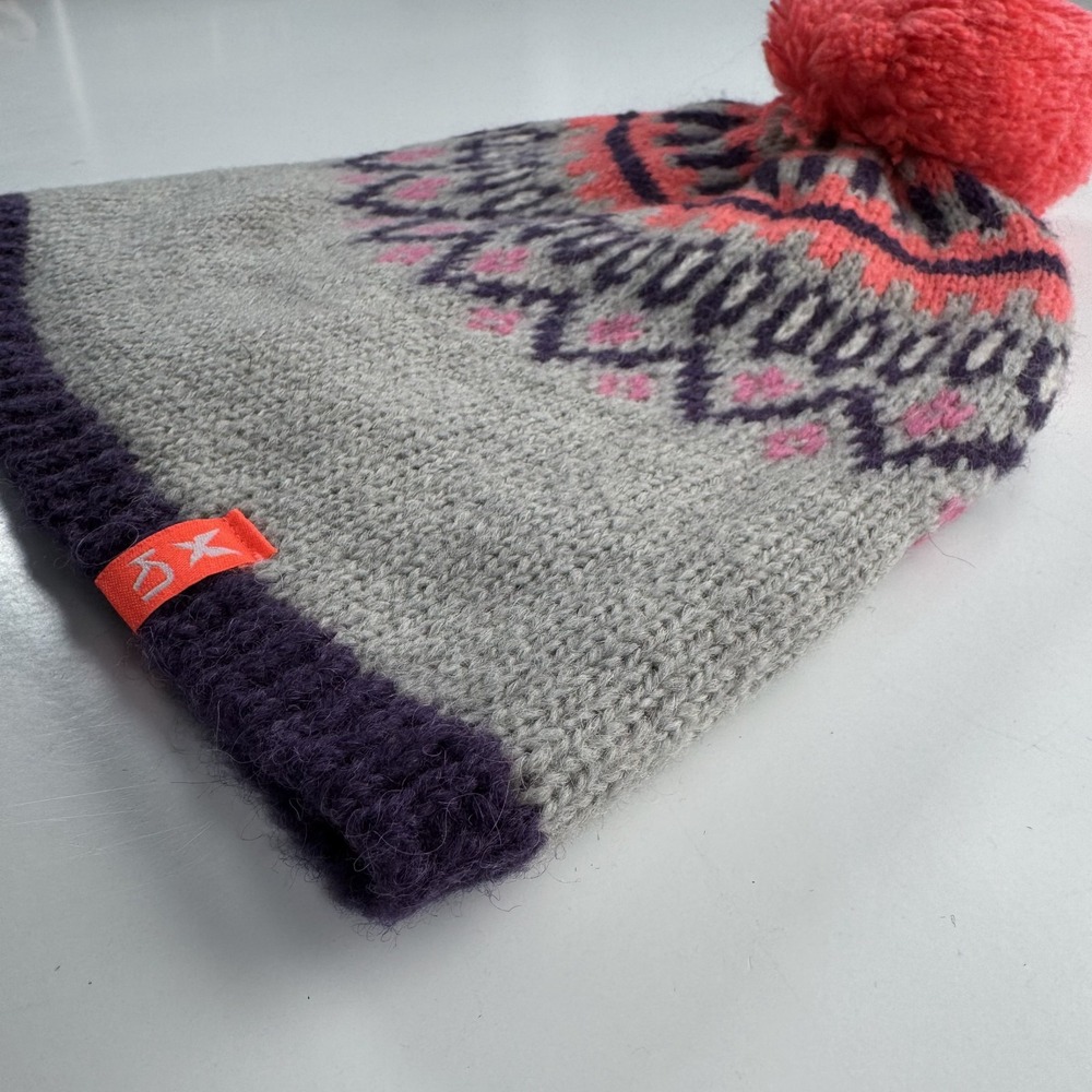 KARI TRAA Fleece Lined‎ Pom-Pom Wool Alpaca Blend Knit Beanie Womens O/S - Picture 3 of 9